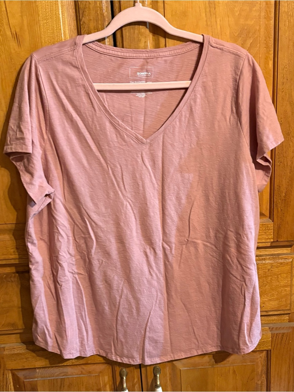 Sonoma V-Neck Short Sleeve Top - Mauve Pink